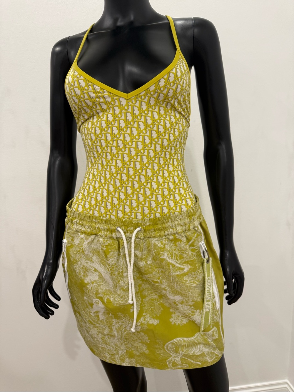 Dior Dioriviera Toile de Jouy Sauvage Mini Skirt Lime FR36 US4 Limited Edition